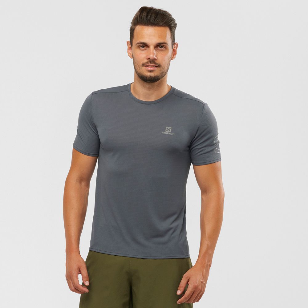 Salomon Singapore Mens T-shirts - XA TRAIL Dark Gery | 89517-OFNK